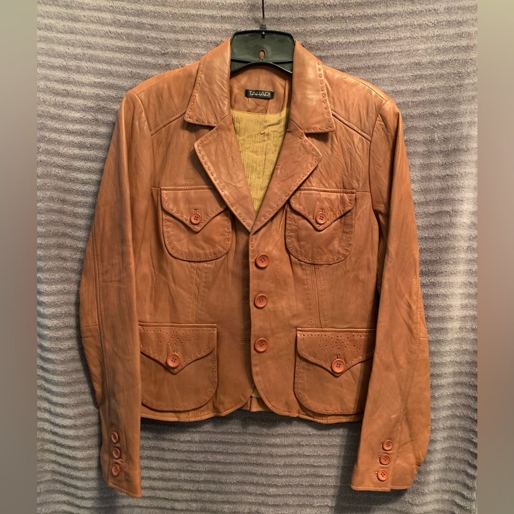 Tahari Leather Jacket (Size, Small)